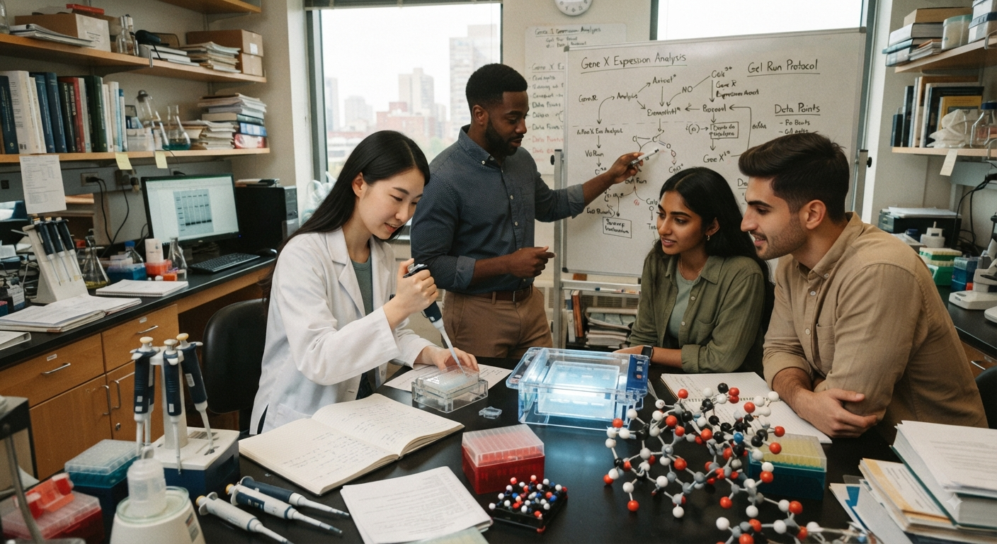 Life sciences students working with applied science