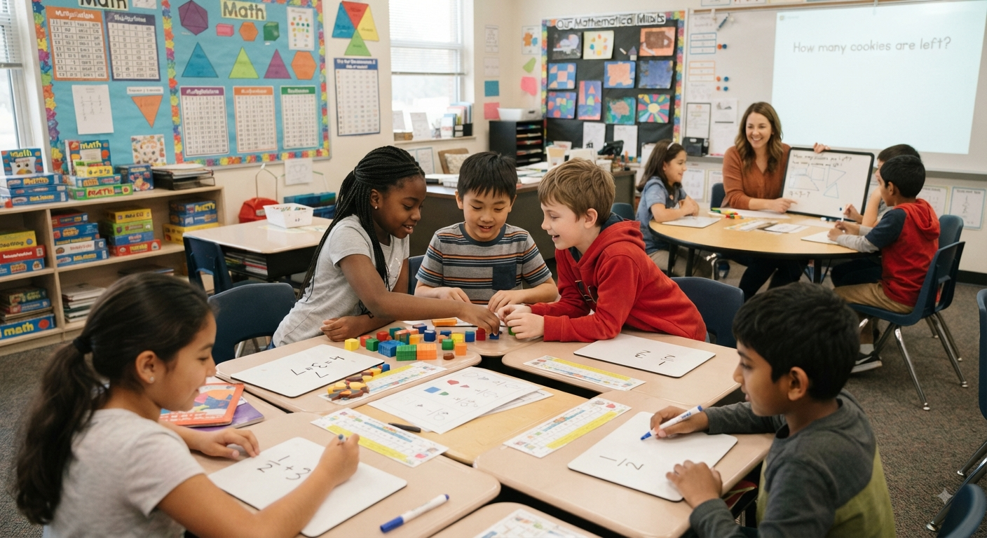 Students exploring mathematics